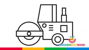 Drawings for children - how to draw and color a steamroller step by step