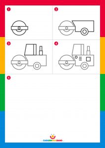 Drawing tutorials: easy steamroller for kids