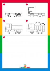 Tutoriales de dibujo: camión volquete fácil para niños