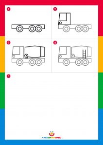 Tutoriales de dibujo: camión hormigonera fácil para niños