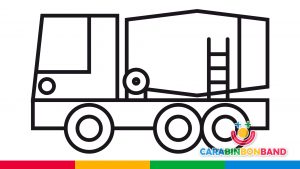 Drawings for children - how to draw a concrete mixer truck