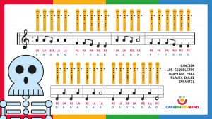 MUSIC SHEET- SONG OF THE SKELETONS FOR KIDS FLUTE - CHUMBALA CACHUMBALA